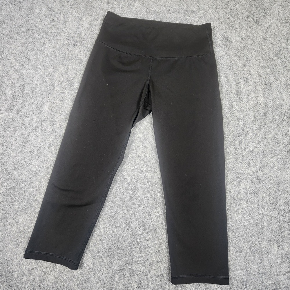 Old Navy Active Go-Dry Black Cropped Leggings Womens L High Rise‎ Workout Yoga